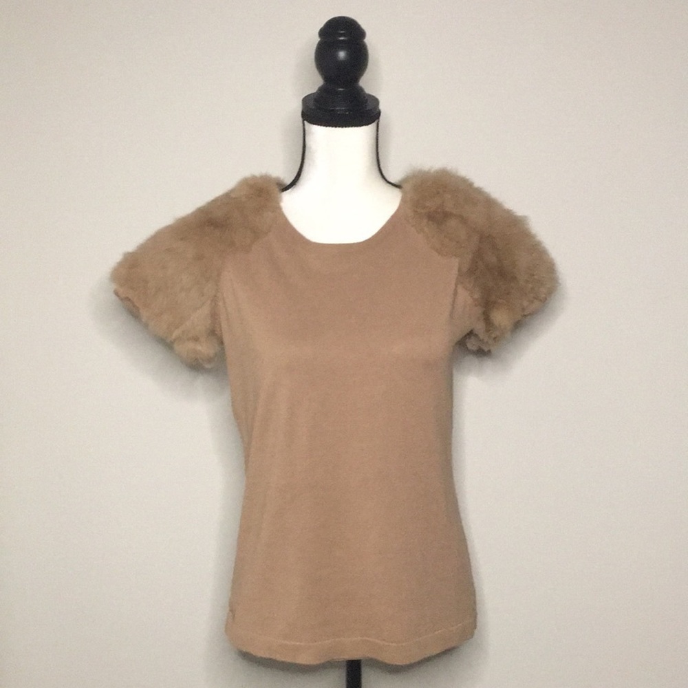 YAL Top With Faux Fur Sleeves Size L